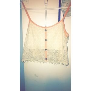 White lace crop top.